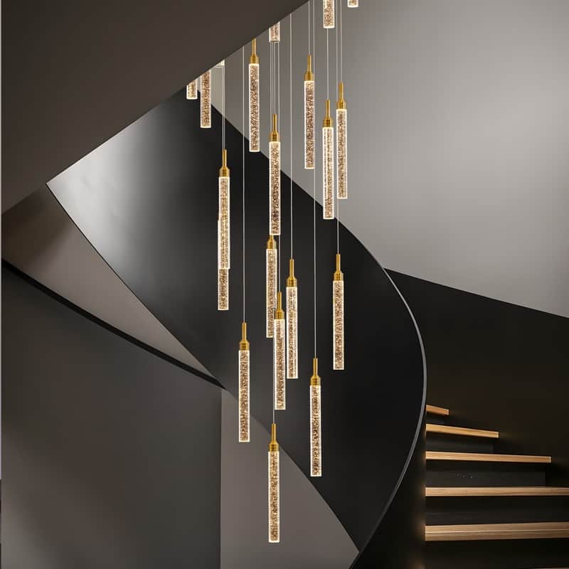 20 Lights Remote Control Dimmable LED Modern Large Hanging Pendant Light Fixture Flush Mount Chandeliers for Entryway Foyer