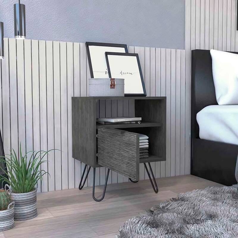 Nightstand With Single Drawer And Hairpin Legs