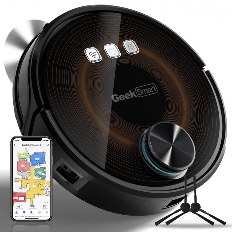 Geek Smart L8 Robot Vacuum Cleaner and Mop Black - Black