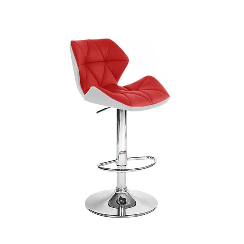 Spyder Contemporary Adjustable Barstool - White/Red