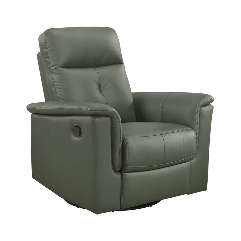 Monte 35.5" Leather Swivel Glider Manual Recliner - 360-Degree Swivel - Green