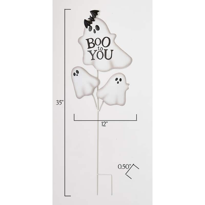 35" Friendly Metal Boo To You Sign Halloween Ghost Yard Stake