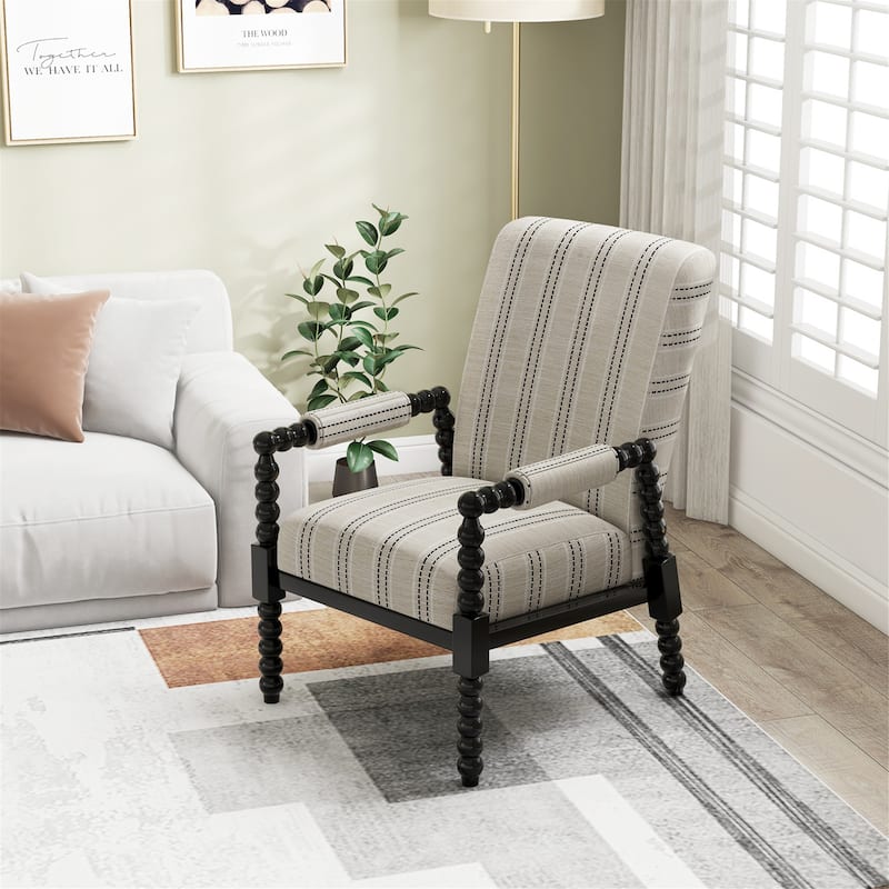 Gymax 2PCS Accent Chair Upholstered Armchair w/ Rubber Wood Frame
