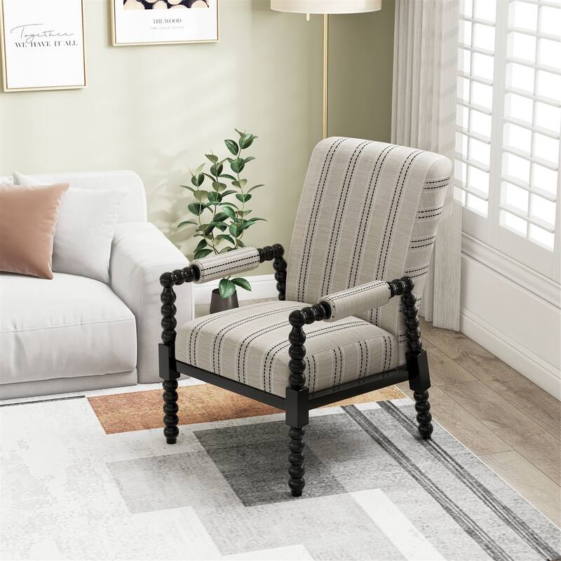 Gymax Accent Chair Upholstered Armchair w/ Rubber Wood Frame Ergonomic