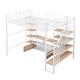 preview thumbnail 5 of 26, Full-Size Metal Loft Bed with Staircase, Built-In Low Storage Desk, and Multi-Tier Shelving for Space-Saving Versatility