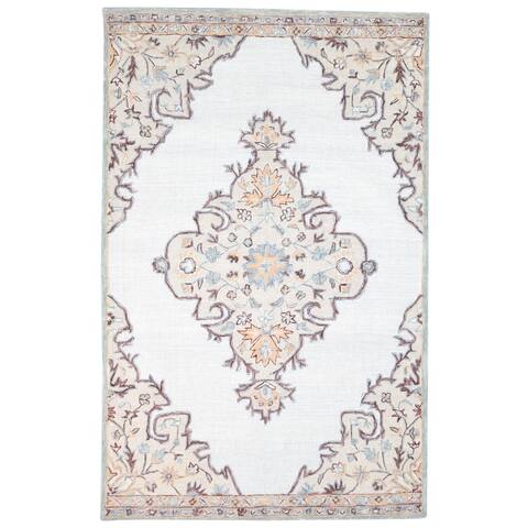 One of a Kind Hand-Tufted Persian 5' x 8' Oriental Wool Grey Rug - 5'1"x8'0"
