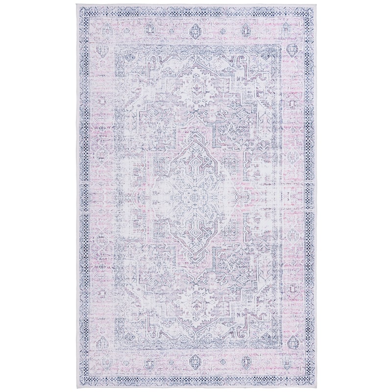 SAFAVIEH Arizona Heepke Vintage Machine Washable Rug - 6' Square - Pink/Beige