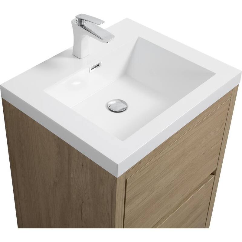 Abruzzo 24" Freestanding Bathroom Vanity with Stone Resin Sink and Two Soft Close Drawers