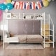 preview thumbnail 1 of 10, Versatile Design Twin Over Full Metal Bunk Bed with Wire Shelving and Lateral Storage Ladder and Wardrobe-White White