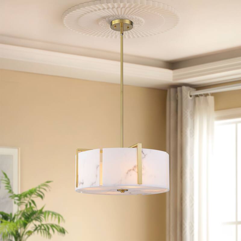 Starsky 4-Light Natural Alabaster Drum Chandelier