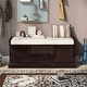 preview thumbnail 9 of 48, Storage Bench with 2 Drawers and 2 Cabinets, Shoe Bench with Removable Cushion for Living Room