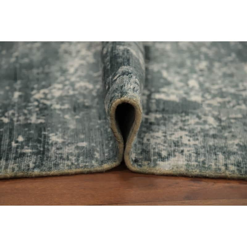 Hand Knotted Oriental Viscose Silk Carpet Modern Abstract Green Abstract Area Rug - 8' 1'' X 4' 11''