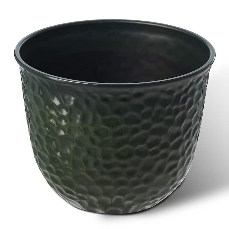 Glitzhome Honeycomb Textured Blue Green Faux Ceramic Pot Plastic Planter(Set of 2 / Set of 3)