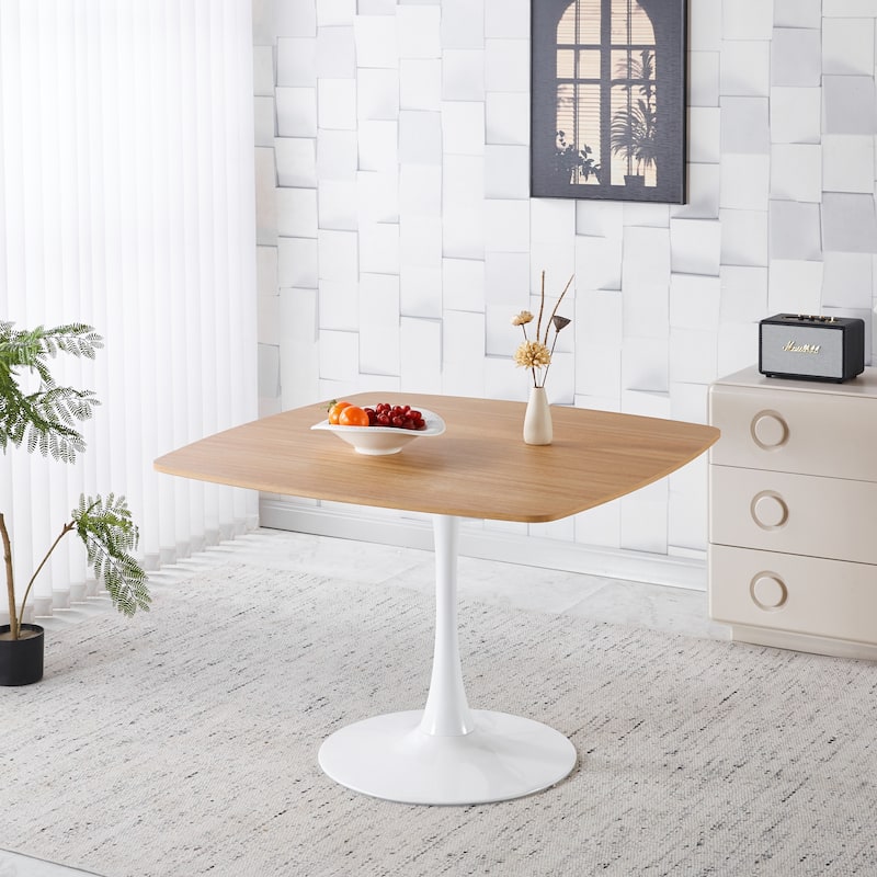 42.12 inch Modern Dining Table - Easy Assembly & Sturdy Metal Legs - Oak