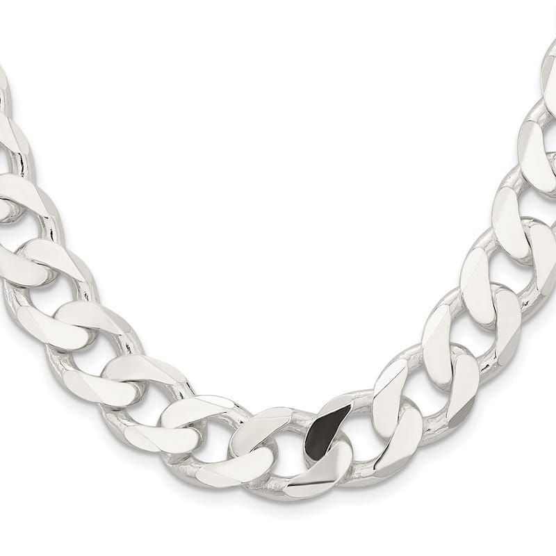 Curata 925 Sterling Silver Solid Polished 15mm Curb Chain Anklet 9 Inch Lobster Claw