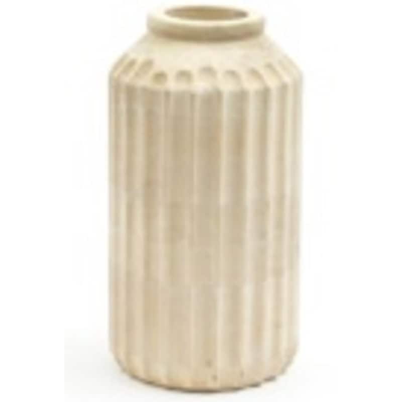 Large Bleached Mango Wood Vase - 14" - Beige