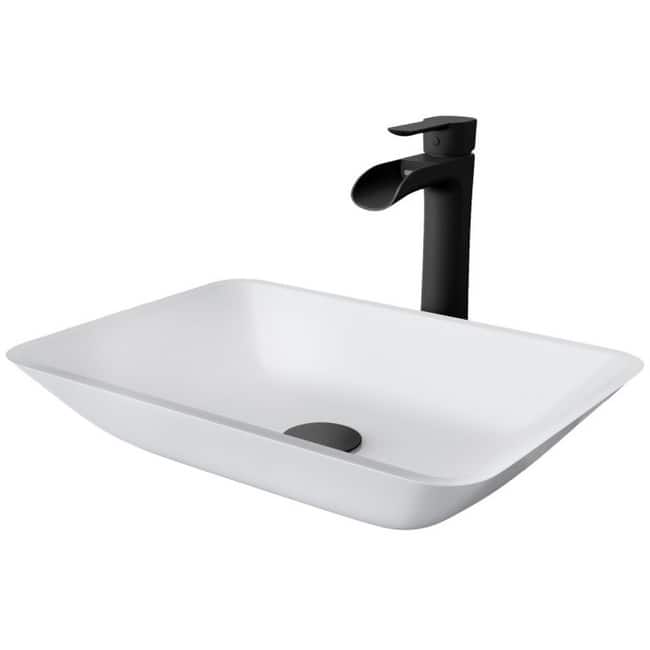 Vigo VGT2068 Sottile 18" Rectangular Glass Vessel Bathroom Sink with