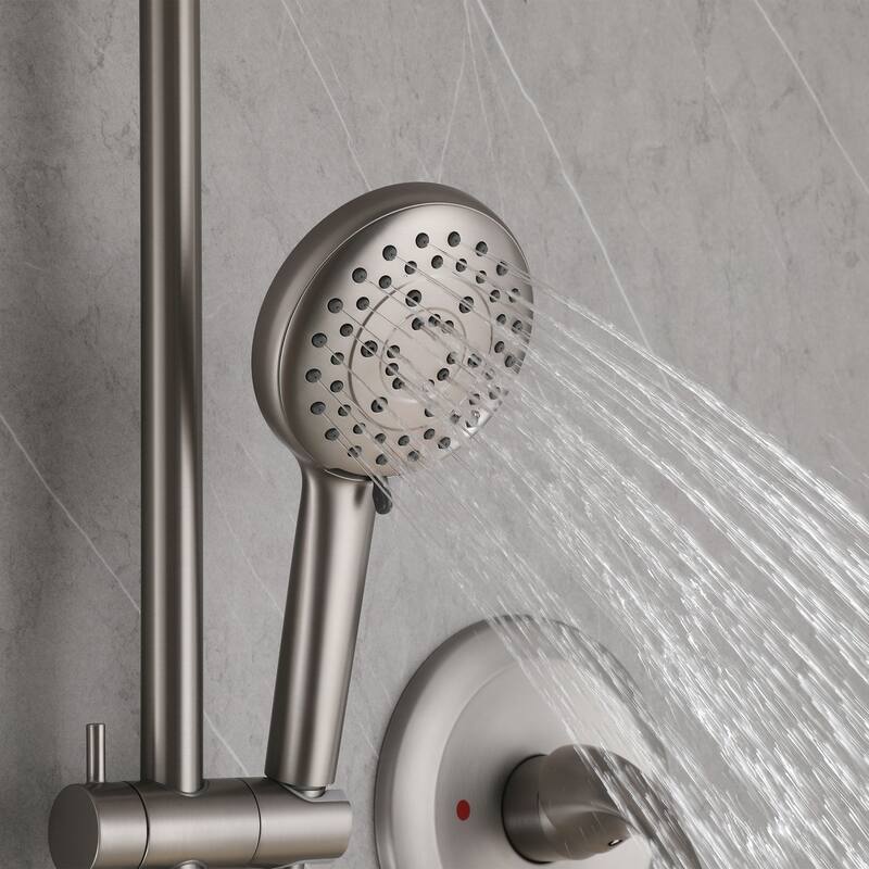 Modland High Pressure 5-Way 10'' Rain Shower Head Black with Handheld Shower Slide Bar