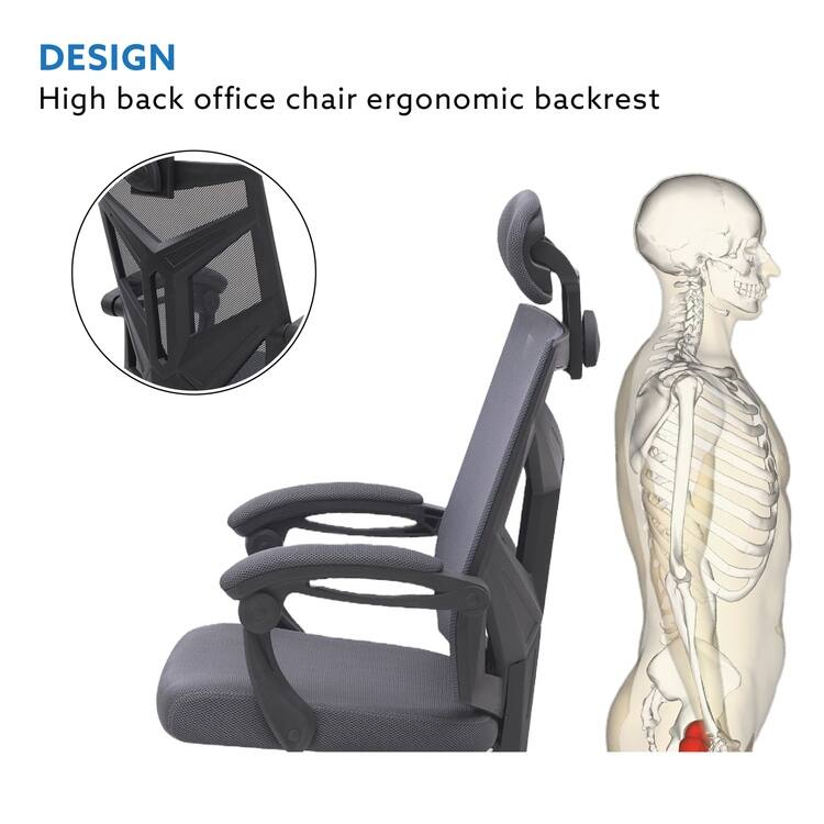 Adjustable Office Chair with Headrest Ergonomic Desk Chair High Back Mesh Office Chairs with Lumbar Support with Wheels