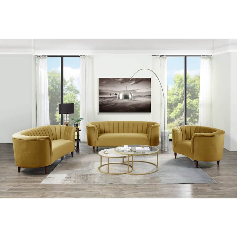 Yanna Tufted Loveseat with Wooden Leg