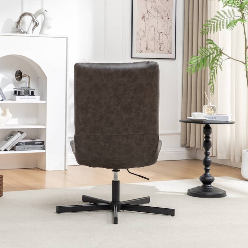 Faux Leather Tufted Swivel Accent Chair, Adjustable Height