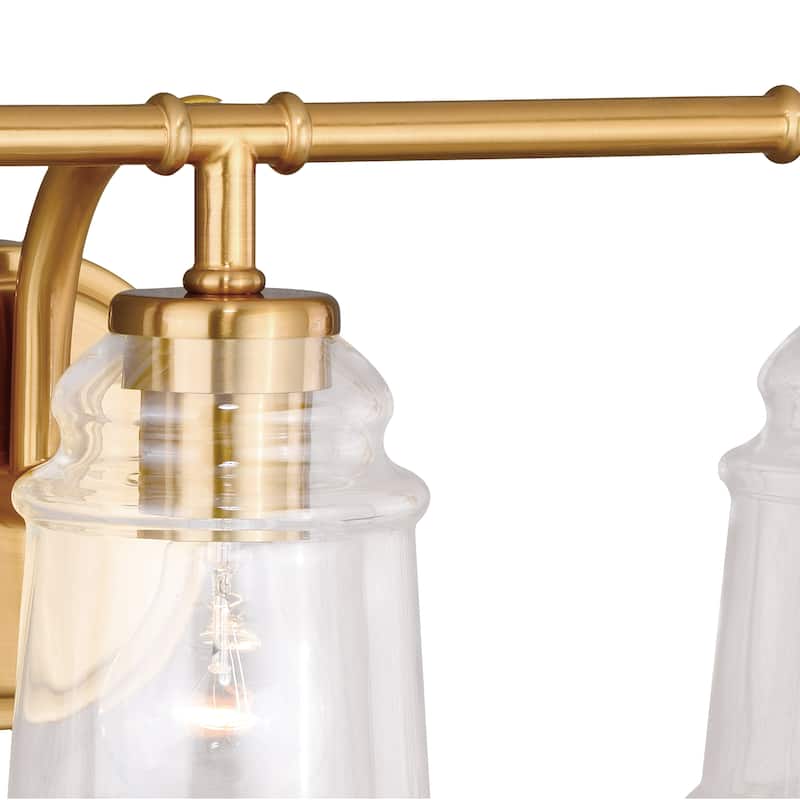 Toledo 3 Light Brass Industrial Jar Bathroom Vanity Fixture - 22-in W x 8.25-in H x 8-in D
