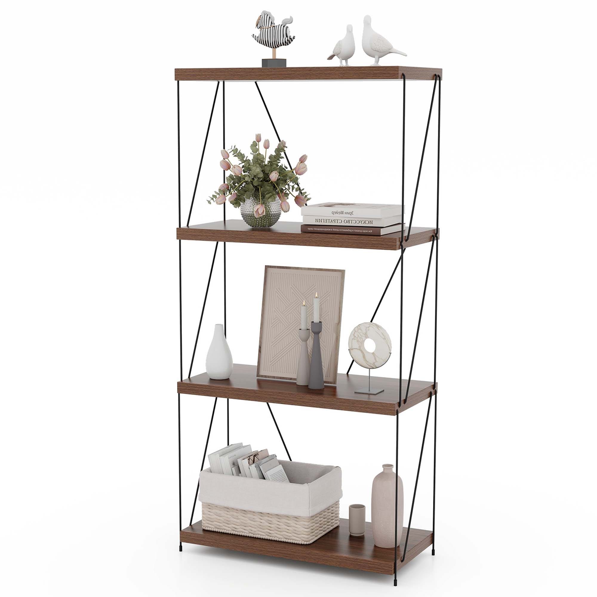 Costway 1/2 PCS 4-Tier Multipurpose Display Rack Freestanding Bookcase