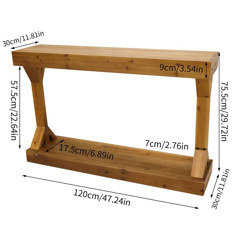 Solid Wood Console Table With Storage Shelf Farmhouse Wooden Entryway Sofa Table Behind Couch