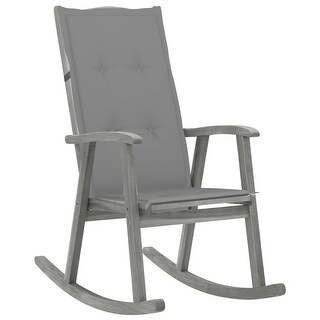 vidaXL Rocking Chair with Cushions Gray Solid Acacia Wood