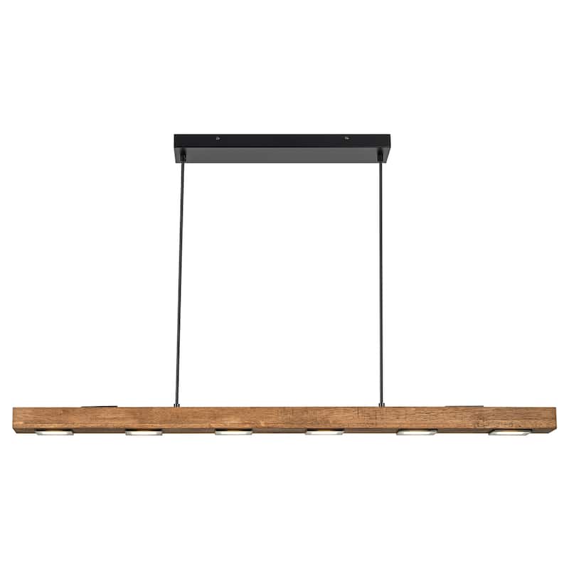 6/7/8-Light Modern Farmhouse Linear Wood LED Pendant Light for Kitchen Island