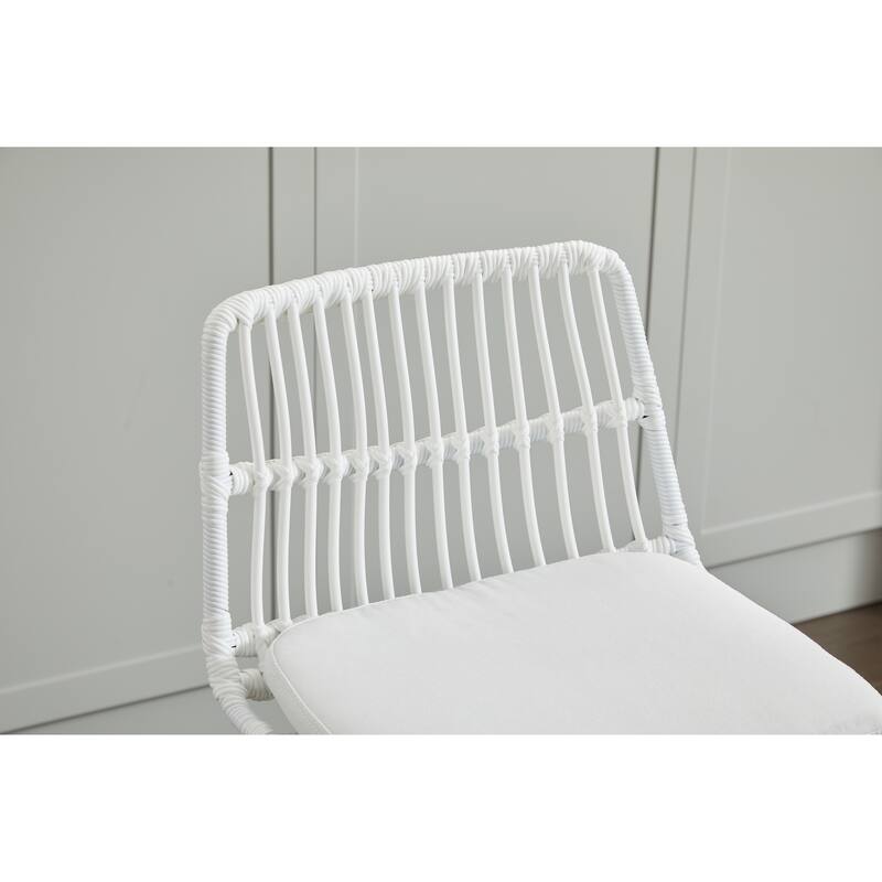 Set of 2 Rattan Bar Stool, 360 Swivel Bar Chair, Counter Height Chair with Footrest for Kitchen, Dining Room