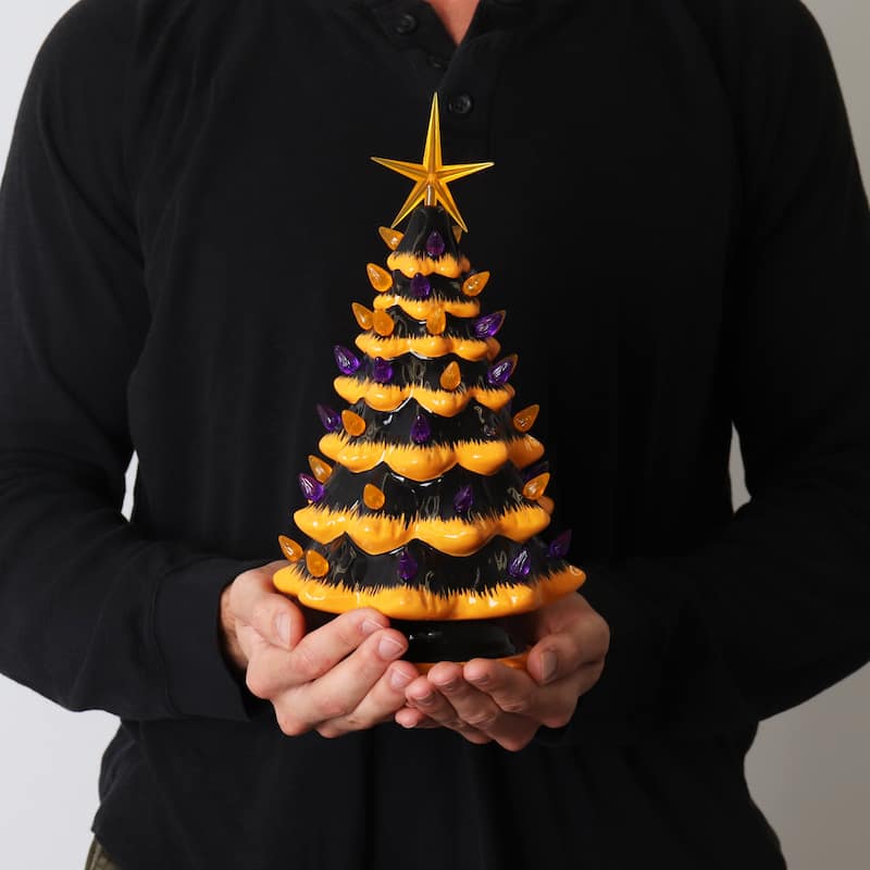 Orange Halloween Ceramic Christmas Tree