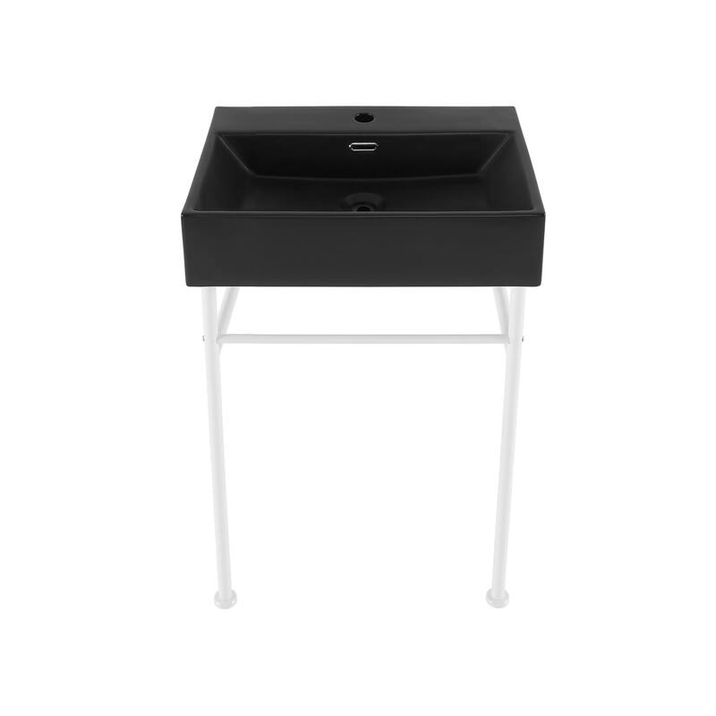 Swiss Madison SM-CS791 Claire 24" Rectangular Ceramic, Stainless Steel - White