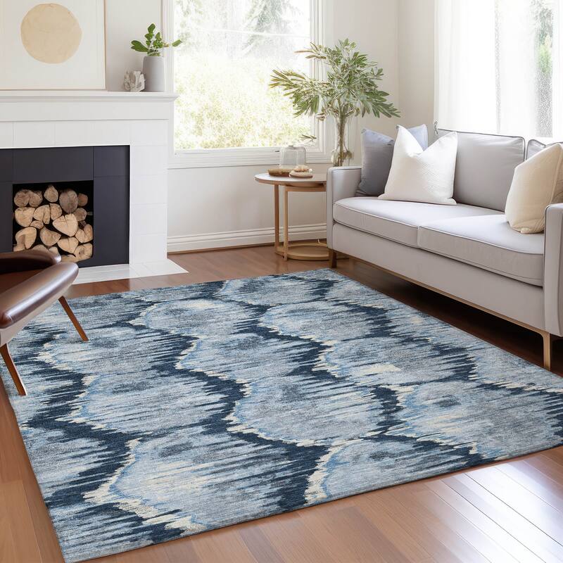 Machine Washable Indoor/ Outdoor Chantille Contemporary Abstract Rug