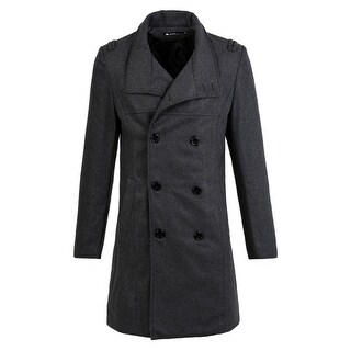 Shop Men Double Breasted Slant Pockets Front Split Back Casual