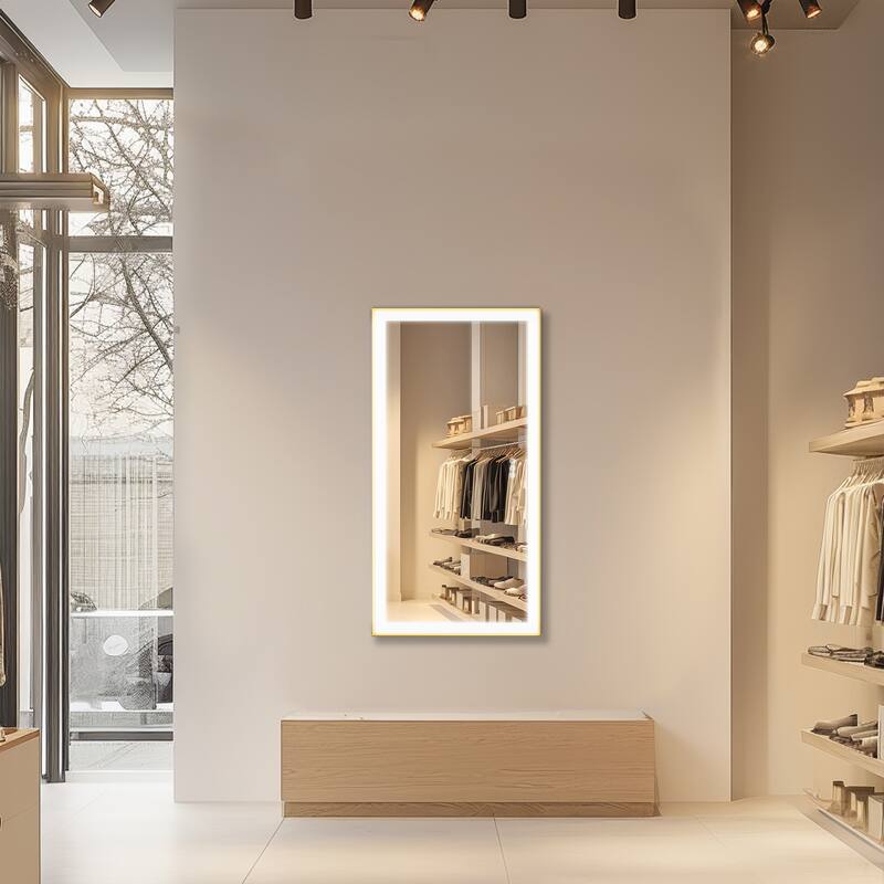 Gold Aluminium Alloy Frame Illuminated LED Bathroom Mirror