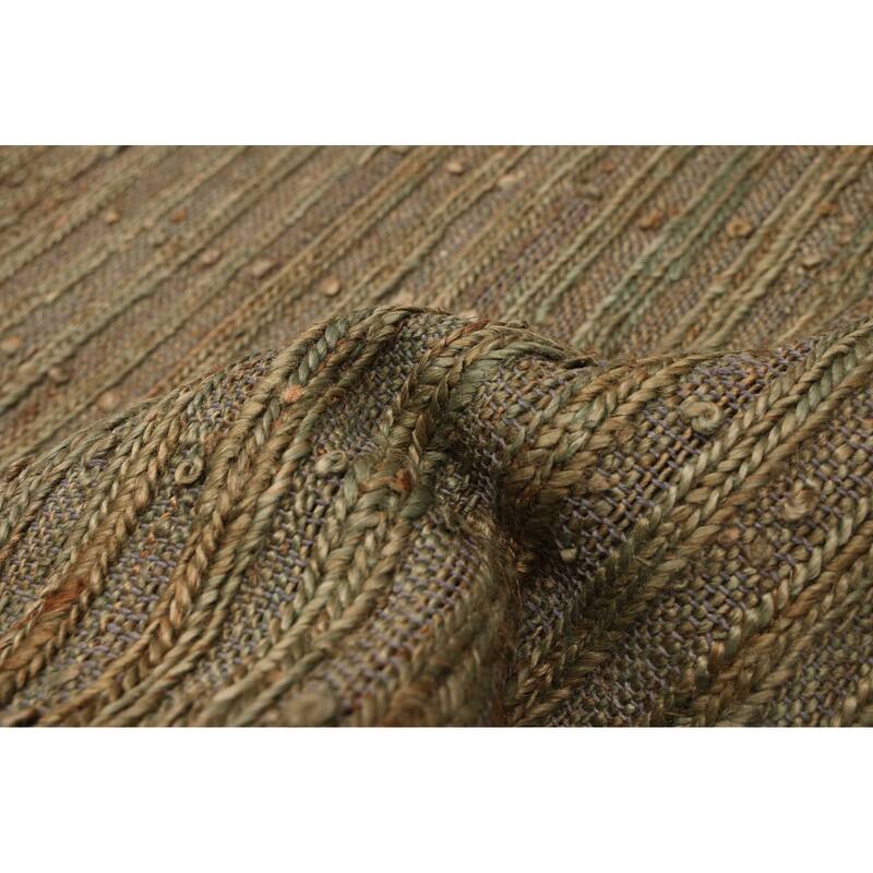 ECARPETGALLERY Braided Weave Palas Denizli Green Jute Rug - 5'2 x 7'11
