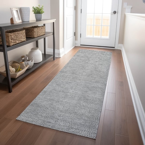 Machine Washable Indoor/ Outdoor Solid Modern Chantille Rug