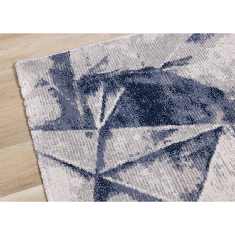 Alpine Rug Co. London Blue Cream Grey Soft Abstract Indoor Area Rug