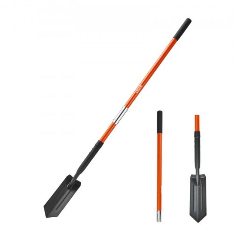 56-Inch Black Multi-Purpose Garden Shovel with Reinforced Foot Pad for Trenching and Edging - 55.91” x 4.09” x 5.12”