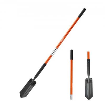 56-Inch Black Multi-Purpose Garden Shovel with Reinforced Foot Pad for Trenching and Edging - 55.91” x 4.09” x 5.12”