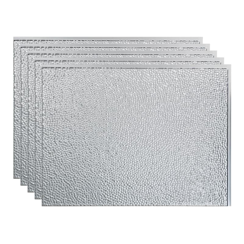 FASÄDE Hammered Decorative Vinyl Backsplash Panel - 5 Pack - Brushed Aluminum