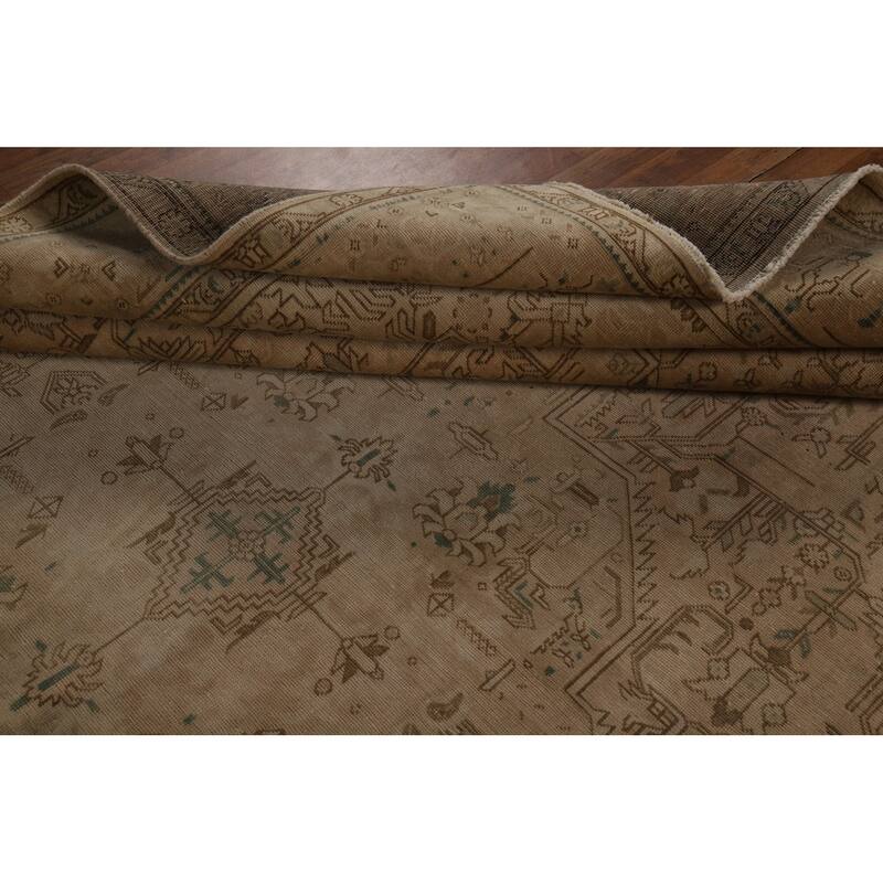 Tabriz Persian Vintage Rug Bedroom Hand-Knotted Wool Carpet - 9'6" x 12'9"