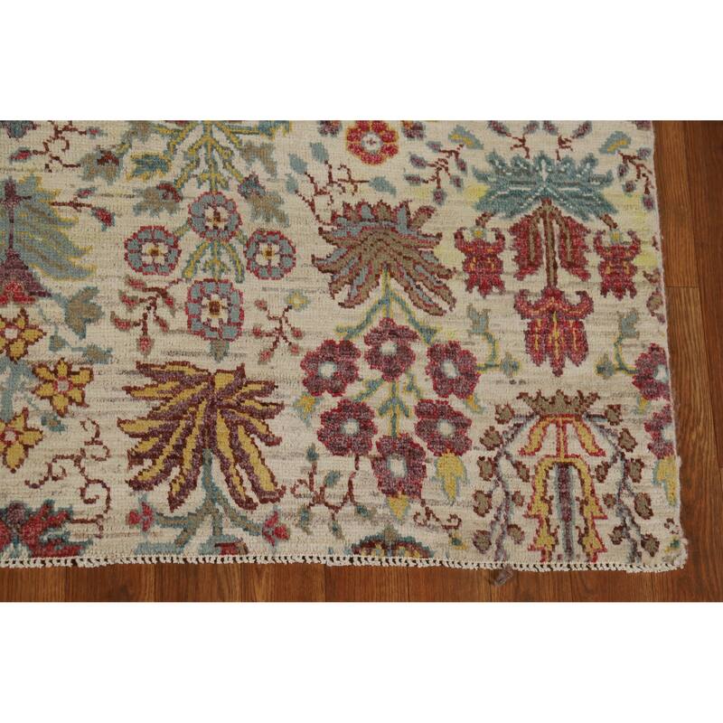 Hand Knotted Oriental 100% Wool Carpet Traditional All-Over Beige & Ivories Ziegler Area Rug - 7' 8'' X 5' 7''