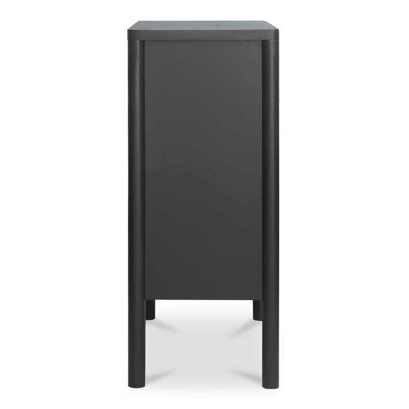 NADAAL STUDIOS Delmira Cabinet, Millwork-Inspired with Glass Front and Dowel Legs, Black