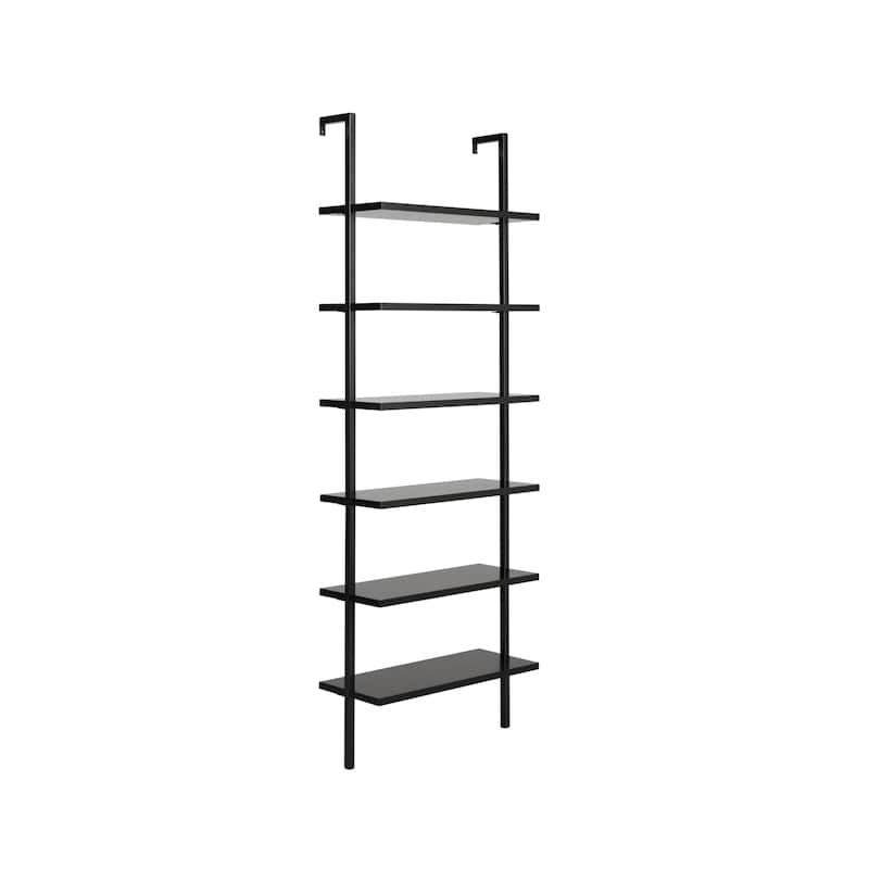 Nathan James Theo 6-Shelf Tall Bookcase, Wall Mount Bookshelf Wood with Metal Frame