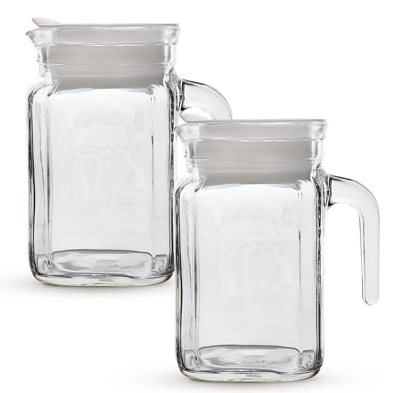 Amici Home Set of 2 Italian Igloo Quadra Glass Pitchers