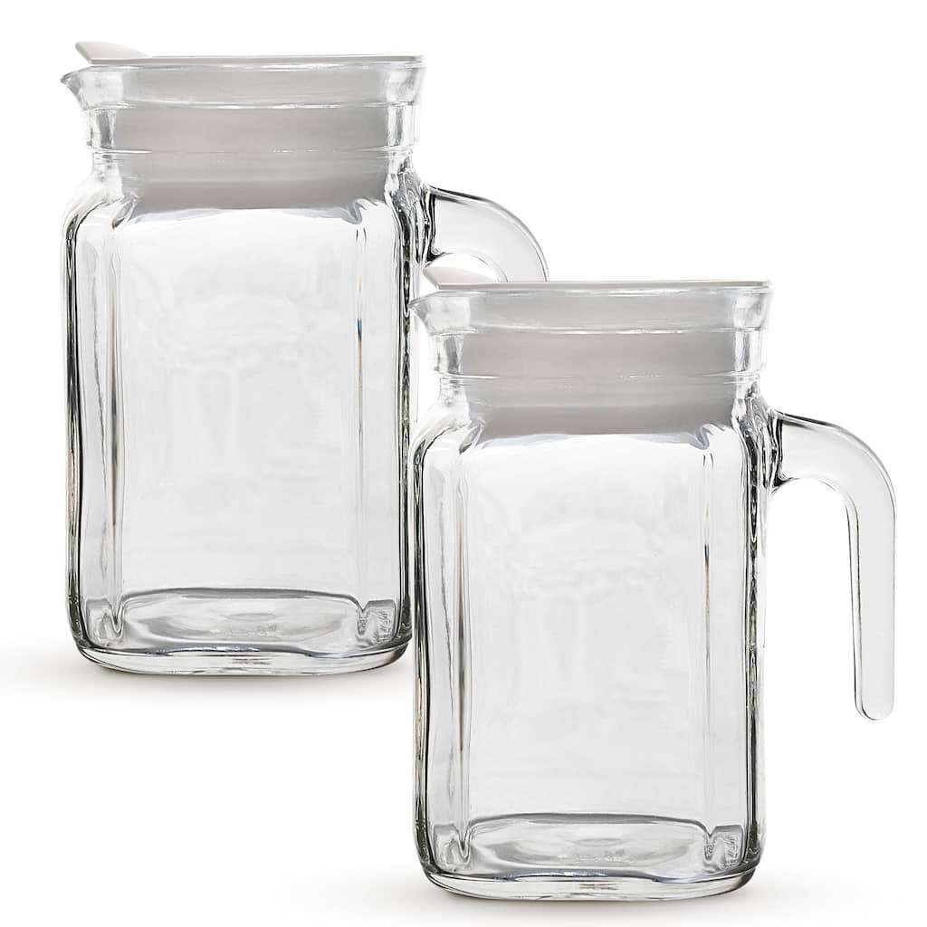 Amici Home Set of 2 Italian Igloo Quadra Glass Pitchers