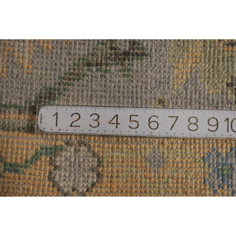 Hand Knotted Oriental 100% Wool Carpet Transitional All-Over Green Oushak Area Rug - 10' 4'' X 8' 7''