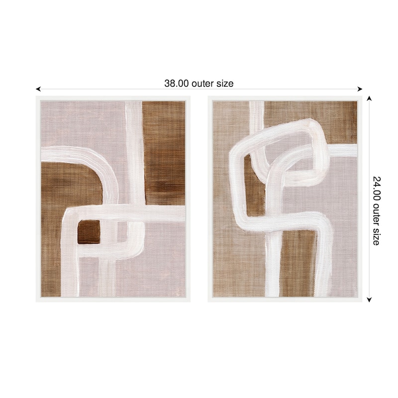 Kate and Laurel Sylvie Rhythmic Lines I and II Framed Canvas Art Set by Nikita Jariwala